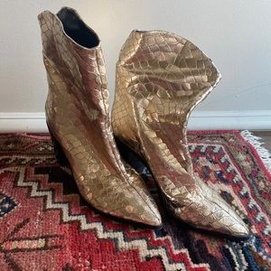 Schutz Gold Cowboy Boots